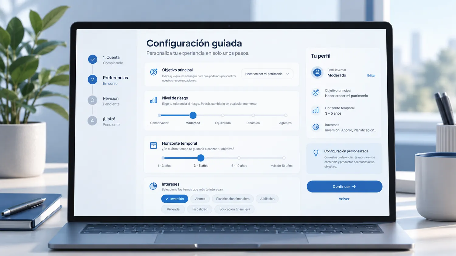 Configuración guiada de una plataforma